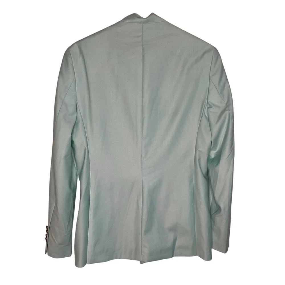 Fonte Mint Green Wool Blazer Mens Size 48 Gold‎ Embroidery Mandarin Stand Collar